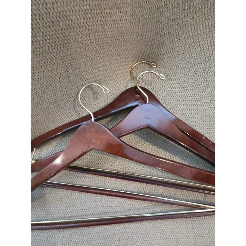 VTG Nordstrom Classy Wood Hangers Lot Of 3 Suit & Pant Hangers Old Money